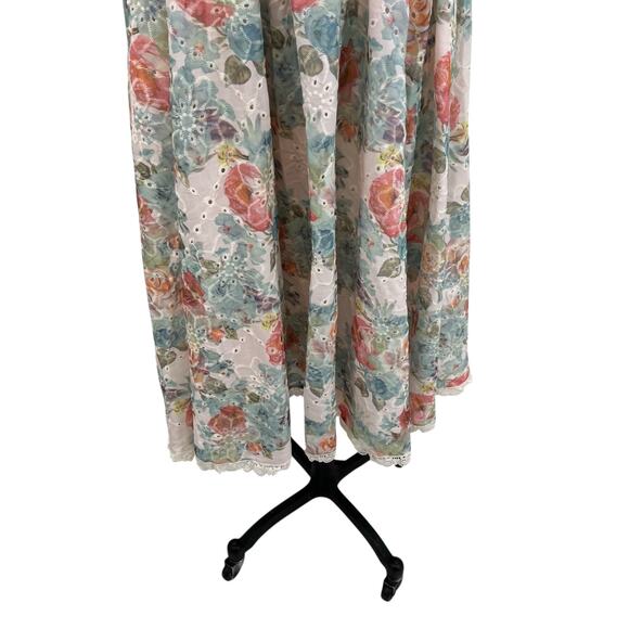 Ivy City Co Penny Tank Midi Dress Floral Print Eyelet Multicolor Size US 8 - Picture 11 of 15